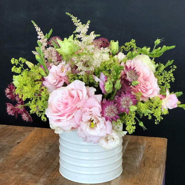 Enamel Tin Filled with Flowers - Whites