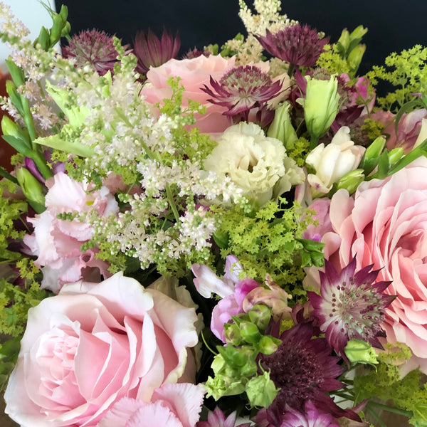 Charming Enamel Tin Filled with Flowers - Pinks