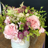 Charming Enamel Tin Filled with Flowers - Pinks